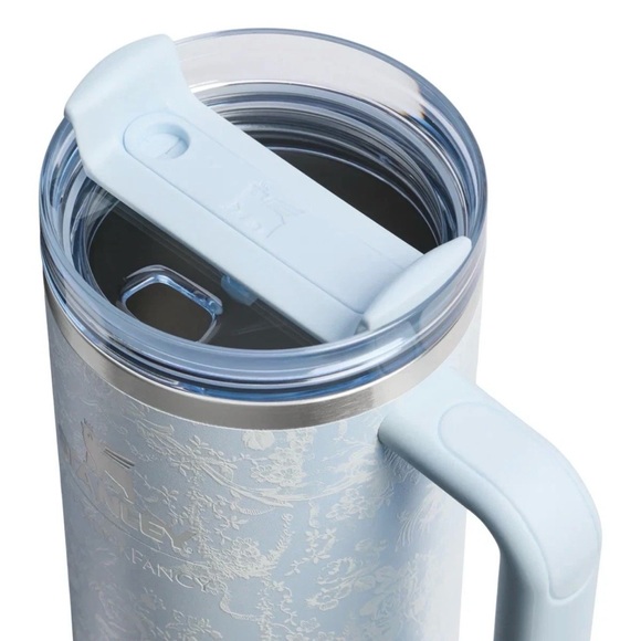 Stanley White Travel Tumbler with Light Blue Floral Bow Accents - Picture 3 of 4